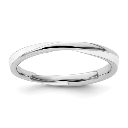 Sterling Silver Stackable Expressions Twisted White Enameled Ring