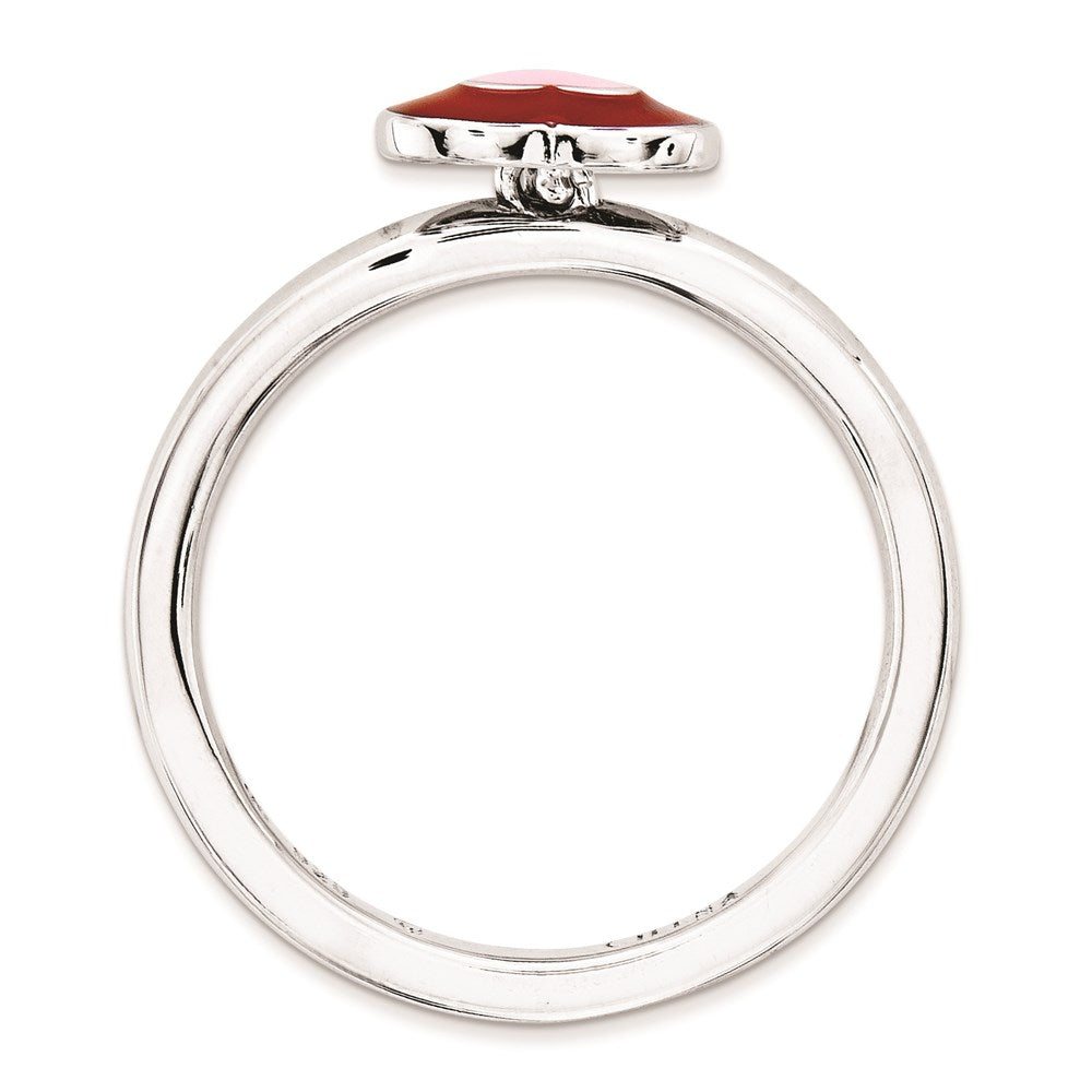 Sterling Silver Stackable Expressions Polished Enameled Hearts Ring