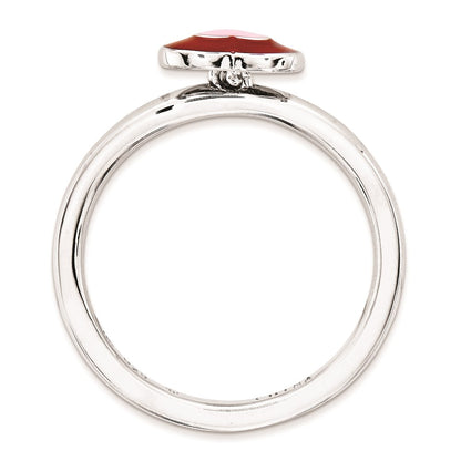 Sterling Silver Stackable Expressions Polished Enameled Hearts Ring
