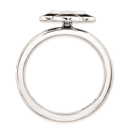 Sterling Silver Stackable Expressions Polished Enameled Fleur De Lis Ring