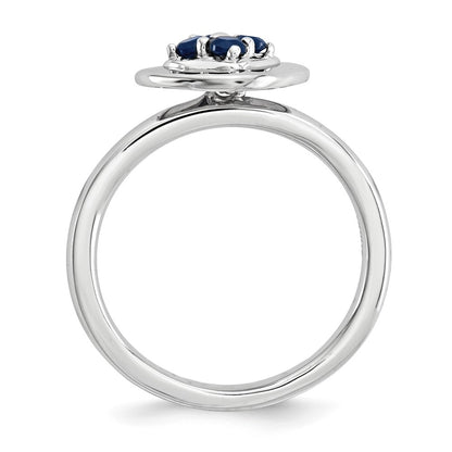 Sterling Silver Stackable Expressions Polished Created Sapphire Ring