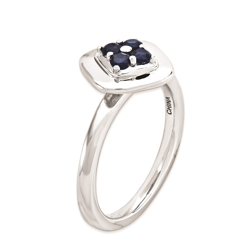 Sterling Silver Stackable Expressions Polished Created Sapphire Ring