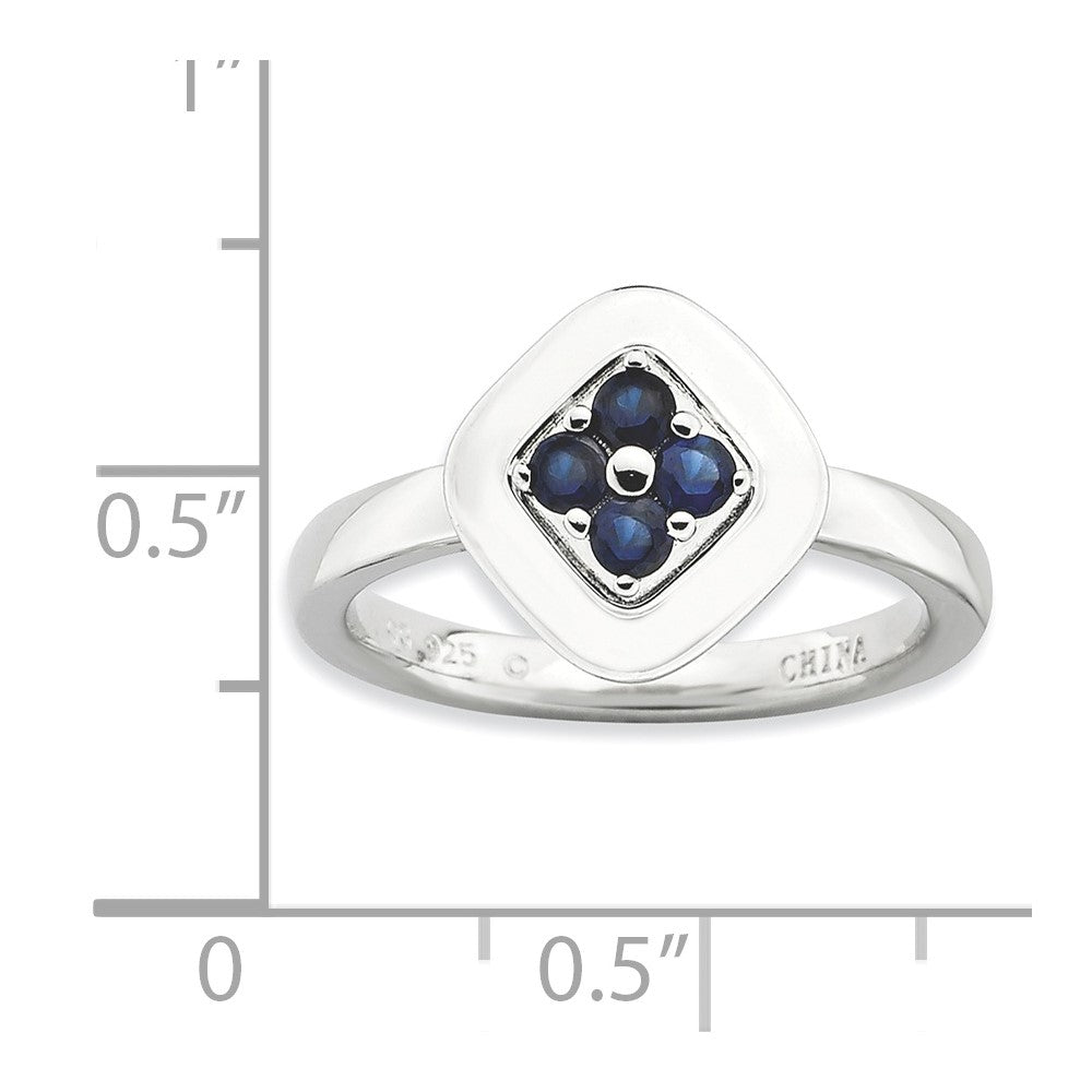 Sterling Silver Stackable Expressions Polished Created Sapphire Ring