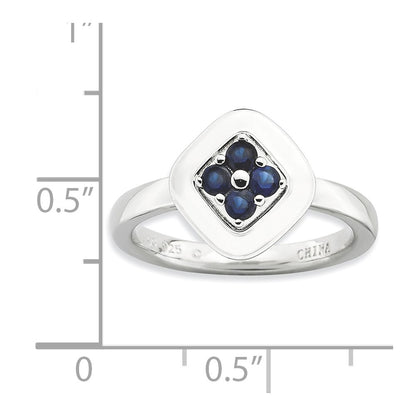 Sterling Silver Stackable Expressions Polished Created Sapphire Ring