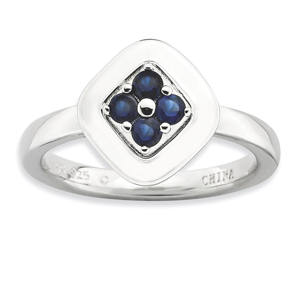 Sterling Silver Stackable Expressions Polished Created Sapphire Ring
