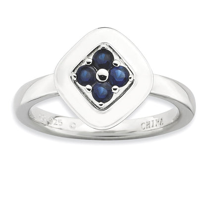 Sterling Silver Stackable Expressions Polished Created Sapphire Ring