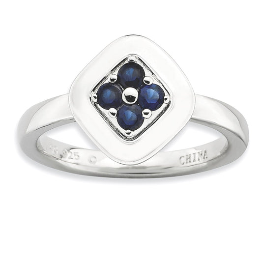 Sterling Silver Stackable Expressions Polished Created Sapphire Ring