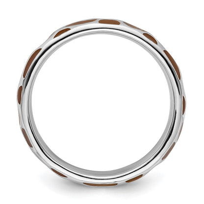 Sterling Silver Stackable Expressions Polished Enameled Animal Print Ring