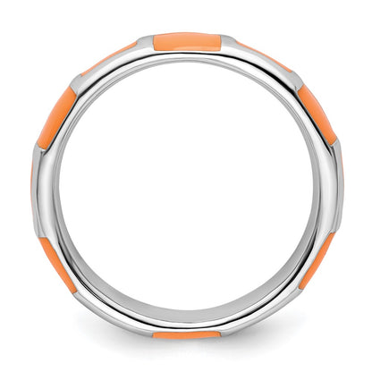 Sterling Silver Stackable Expressions Polished Orange Enameled Ring