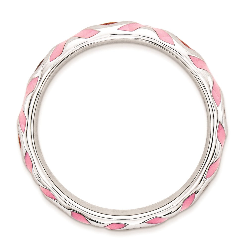 Sterling Silver Stackable Expressions Polished Pink/Red Enameled Ring