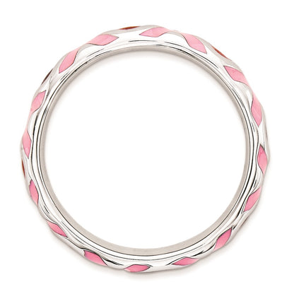 Sterling Silver Stackable Expressions Polished Pink/Red Enameled Ring