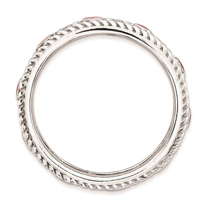 Sterling Silver Stackable Expressions Polished Red/Black Enameled Ring