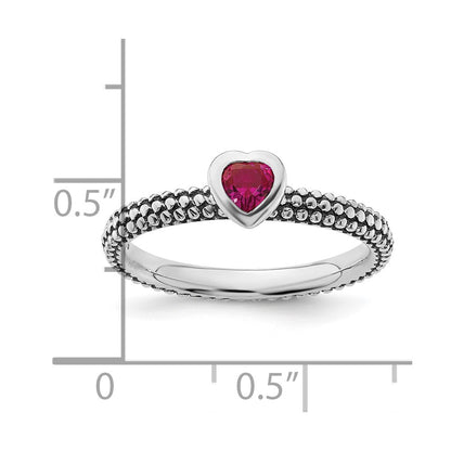 Sterling Silver Stackable Expressions Polished Cr.R Heart Ring