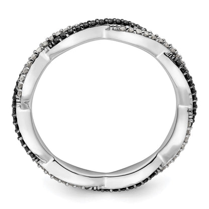 Sterling Silver Stackable Expressions Polished Black/White Dia Ring