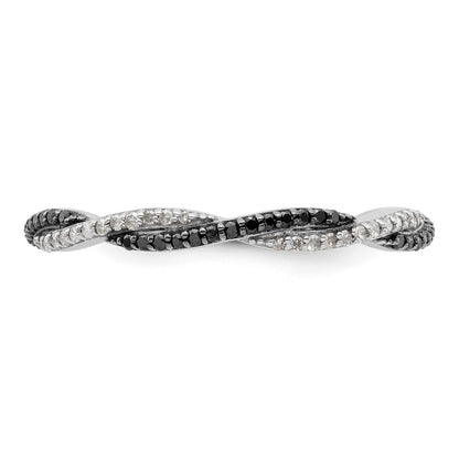 Sterling Silver Stackable Expressions Polished Black/White Dia Ring