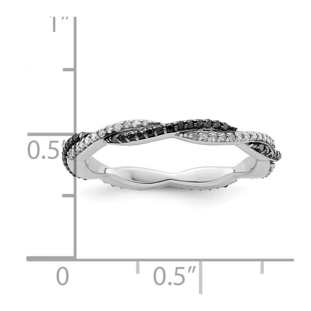 Sterling Silver Stackable Expressions Polished Black/White Dia Ring