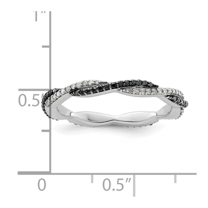 Sterling Silver Stackable Expressions Polished Black/White Dia Ring