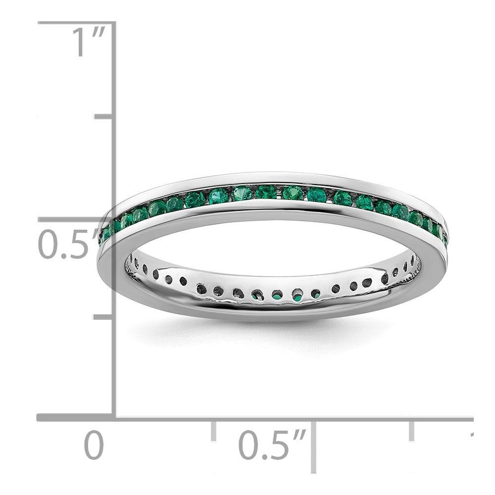 Sterling Silver Stackable Expressions Polished Created Emerald Ring