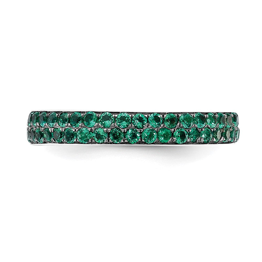 Sterling Silver Stackable Expressions Polished Created Emerald Ring