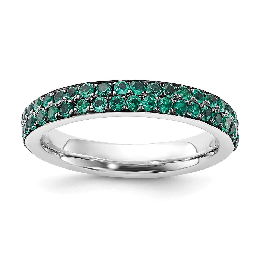 Sterling Silver Stackable Expressions Polished Created Emerald Ring