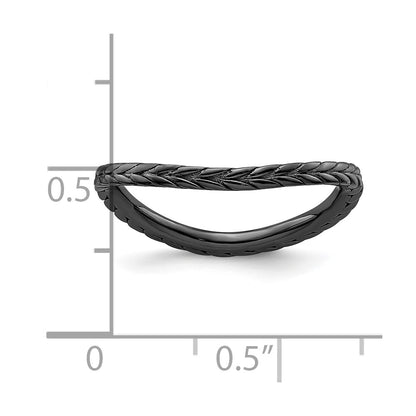 Sterling Silver Stackable Expressions Polished Black Plated Wave Ring