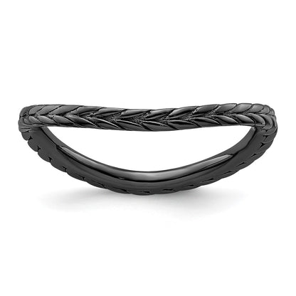 Sterling Silver Stackable Expressions Polished Black Plated Wave Ring