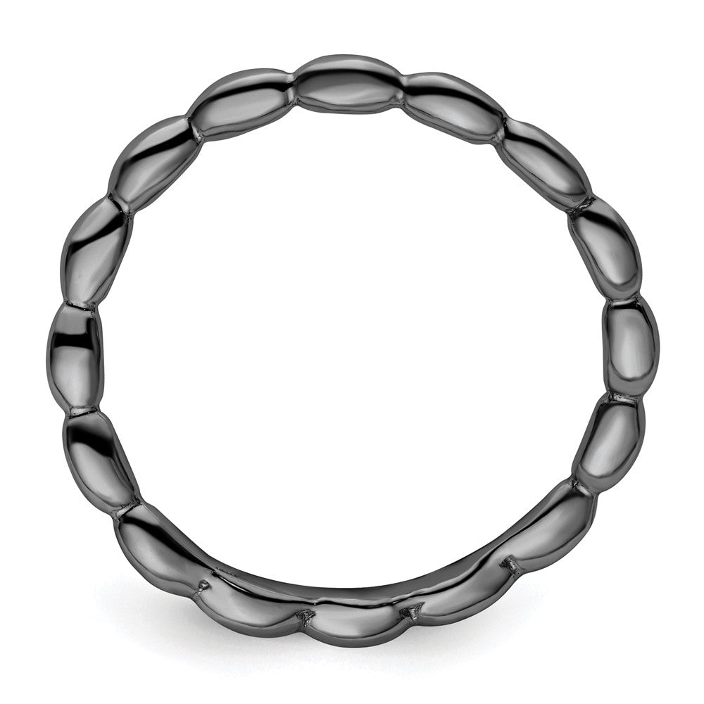 Sterling Silver Stackable Expressions Polished Black Plate Wave Ring