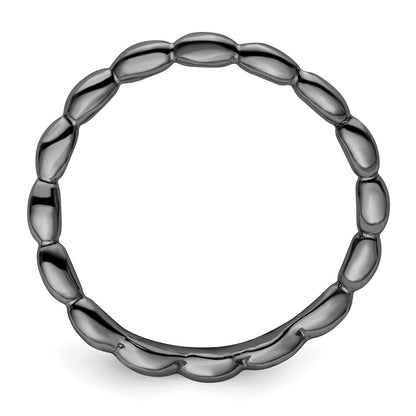 Sterling Silver Stackable Expressions Polished Black Plate Wave Ring