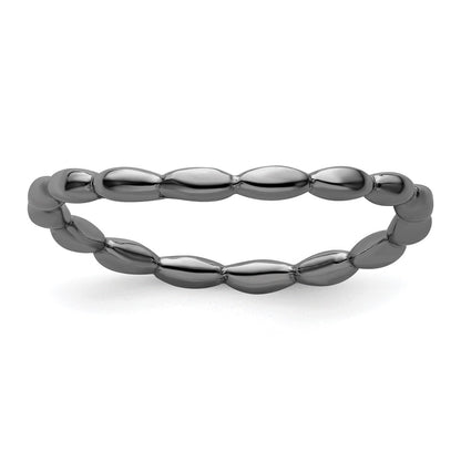Sterling Silver Stackable Expressions Polished Black Plate Wave Ring