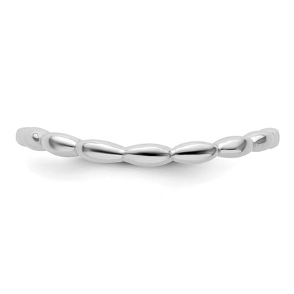 Sterling Silver Stackable Expressions Polished Rhodium Plate Wave Ring