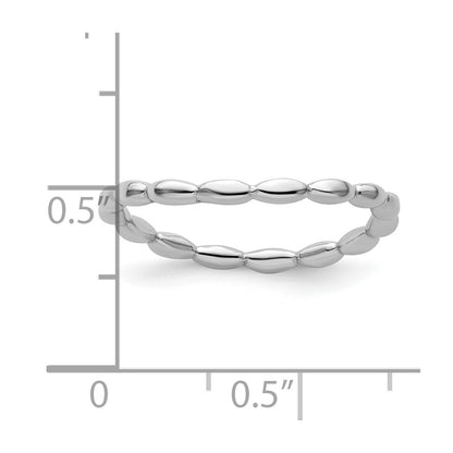 Sterling Silver Stackable Expressions Polished Rhodium Plate Wave Ring