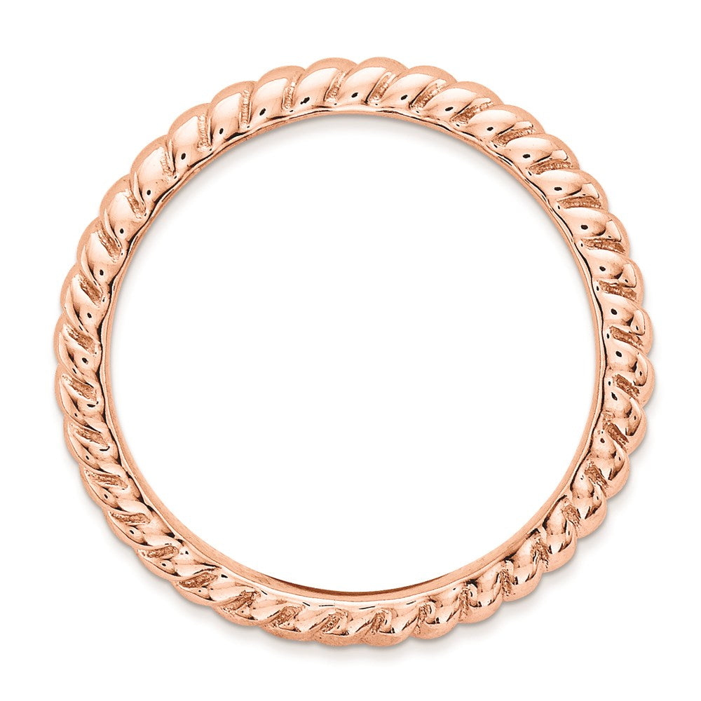 Sterling Silver Stackable Expressions Polished Pink Plate Wave Ring