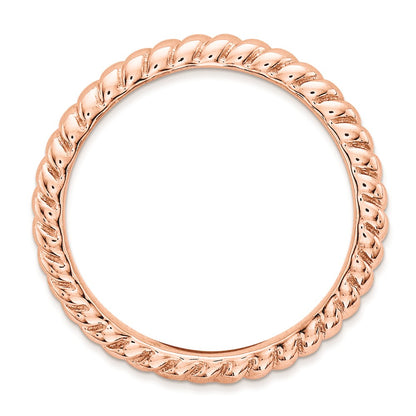 Sterling Silver Stackable Expressions Polished Pink Plate Wave Ring