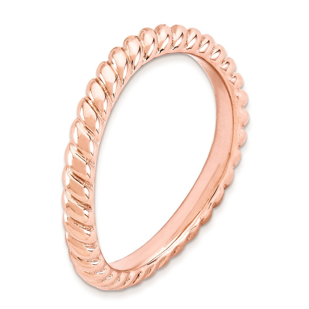 Sterling Silver Stackable Expressions Polished Pink Plate Wave Ring