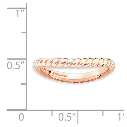 Sterling Silver Stackable Expressions Polished Pink Plate Wave Ring