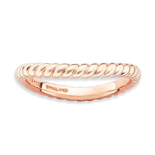 Sterling Silver Stackable Expressions Polished Pink Plate Wave Ring