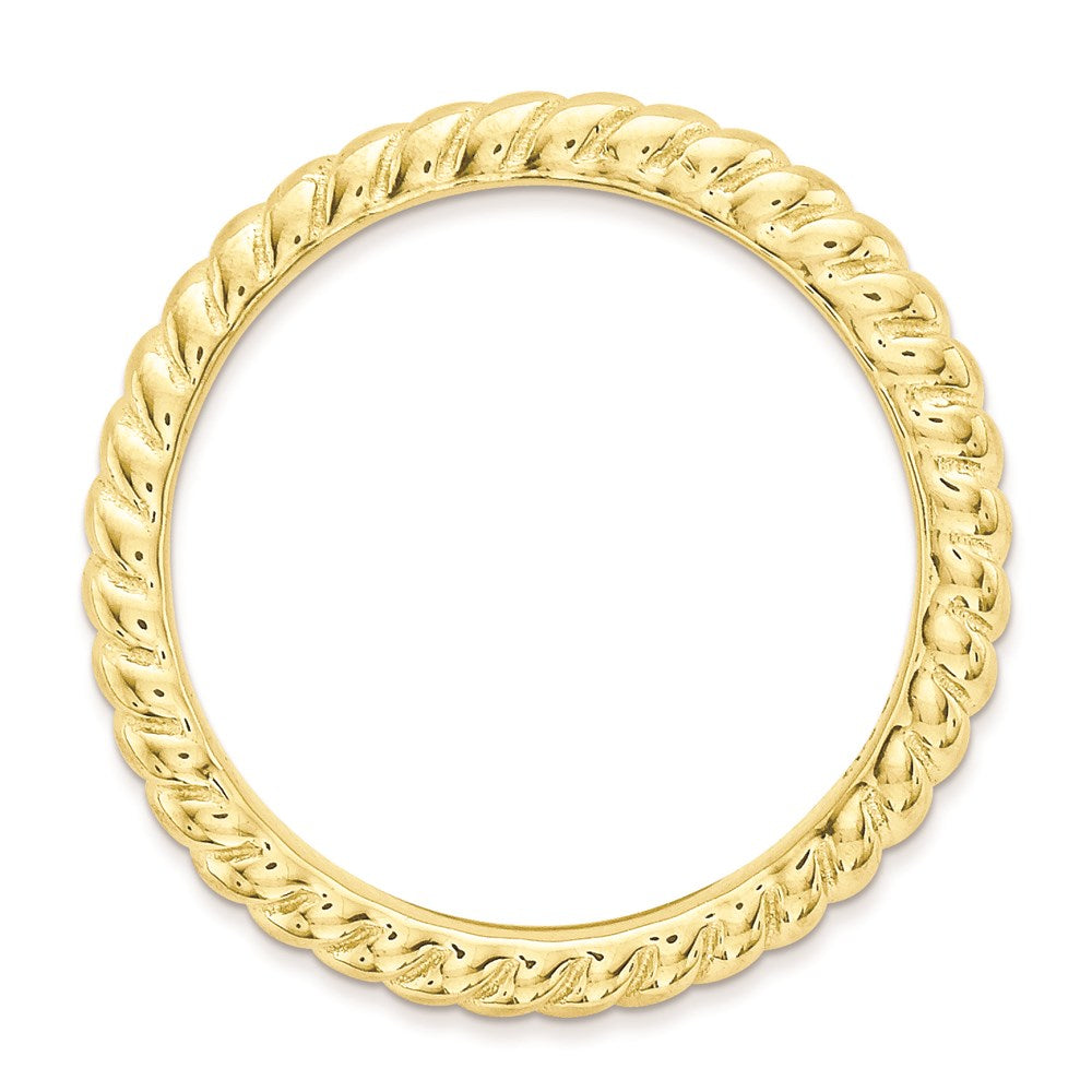 Sterling Silver Stackable Expressions Polished Gold Plate Wave Ring