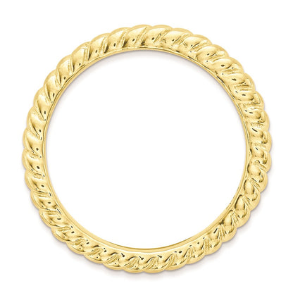 Sterling Silver Stackable Expressions Polished Gold Plate Wave Ring