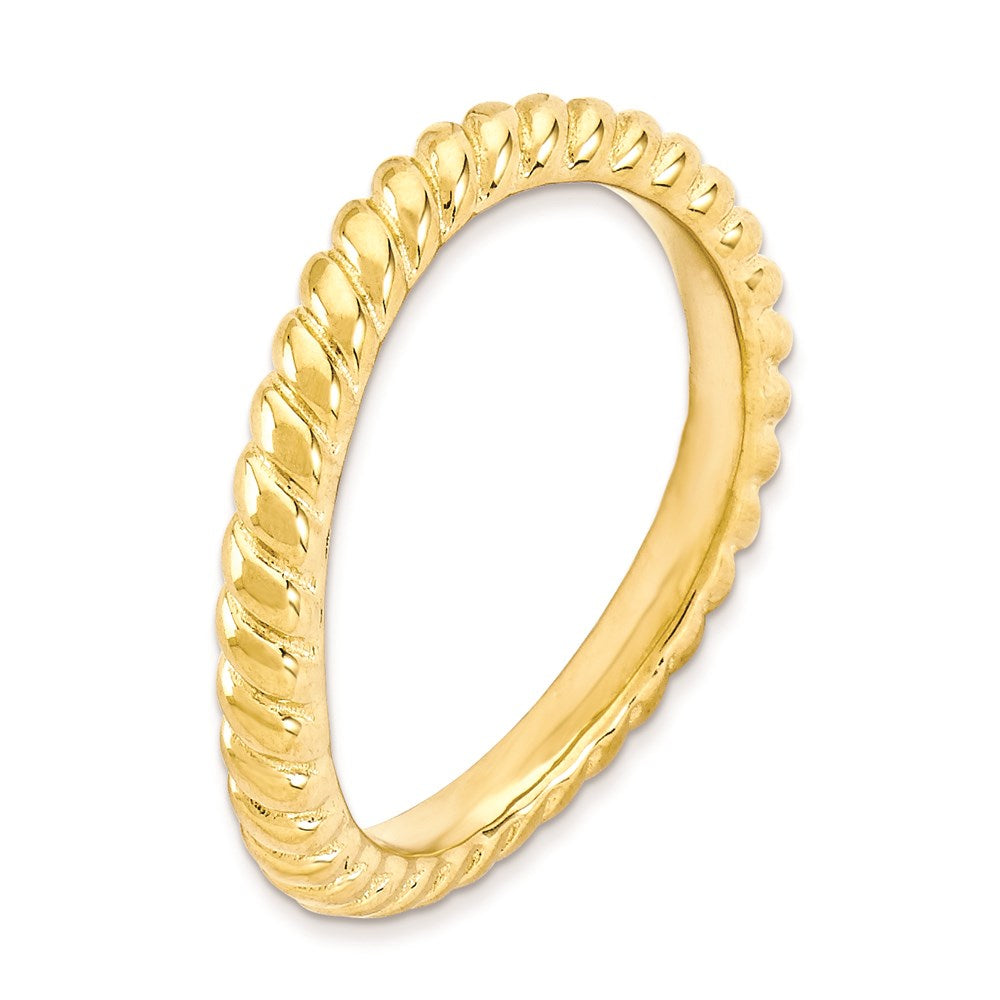 Sterling Silver Stackable Expressions Polished Gold Plate Wave Ring
