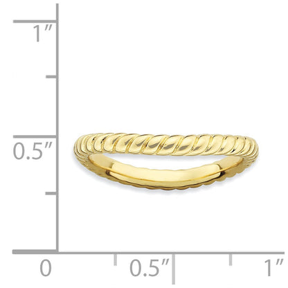 Sterling Silver Stackable Expressions Polished Gold Plate Wave Ring
