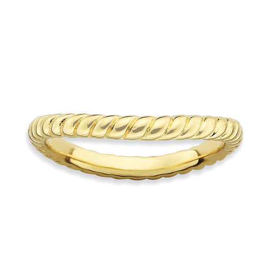 Sterling Silver Stackable Expressions Polished Gold Plate Wave Ring