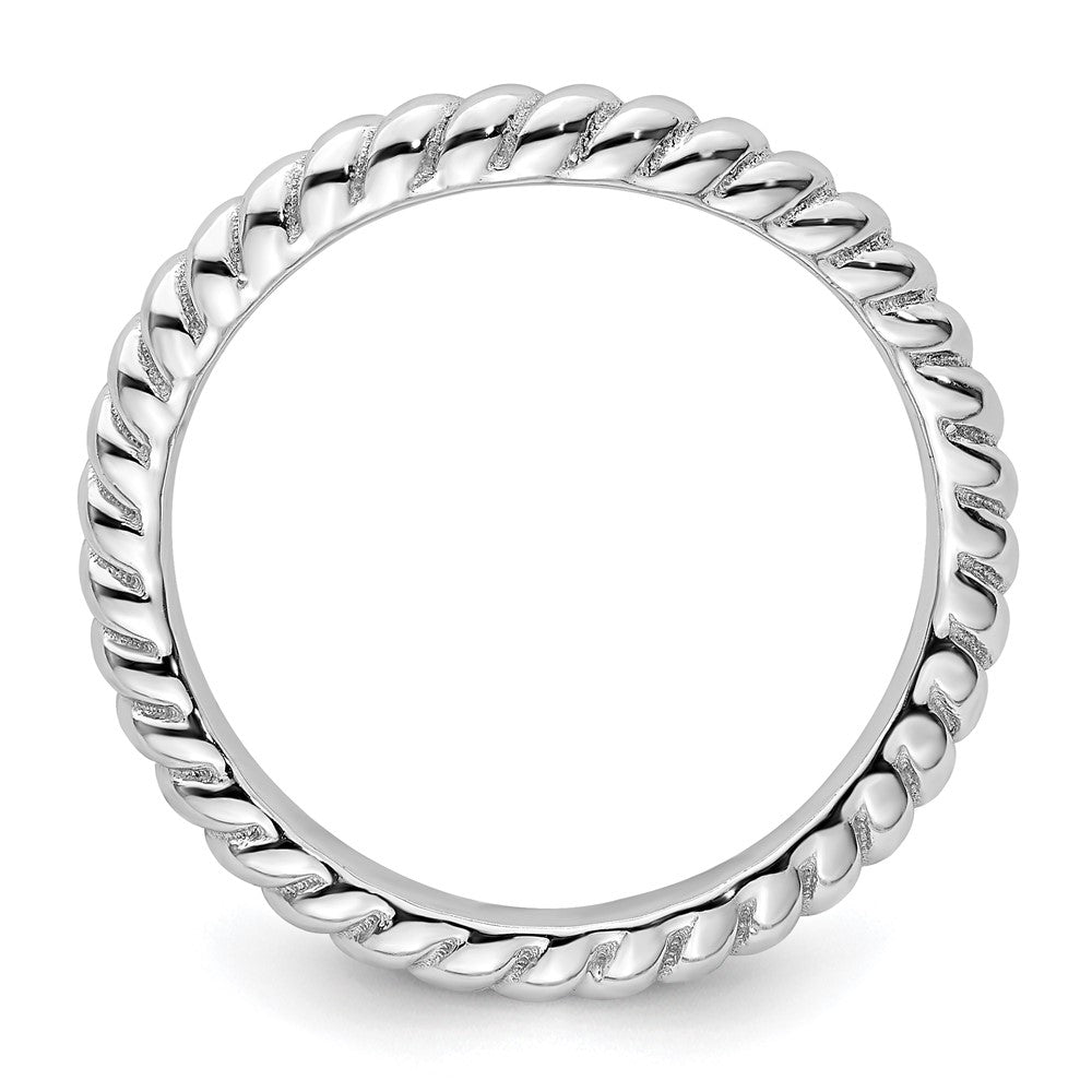Sterling Silver Stackable Expressions Polished Rhodium Plate Wave Ring