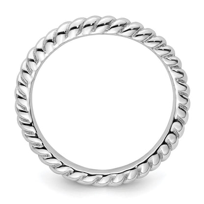 Sterling Silver Stackable Expressions Polished Rhodium Plate Wave Ring