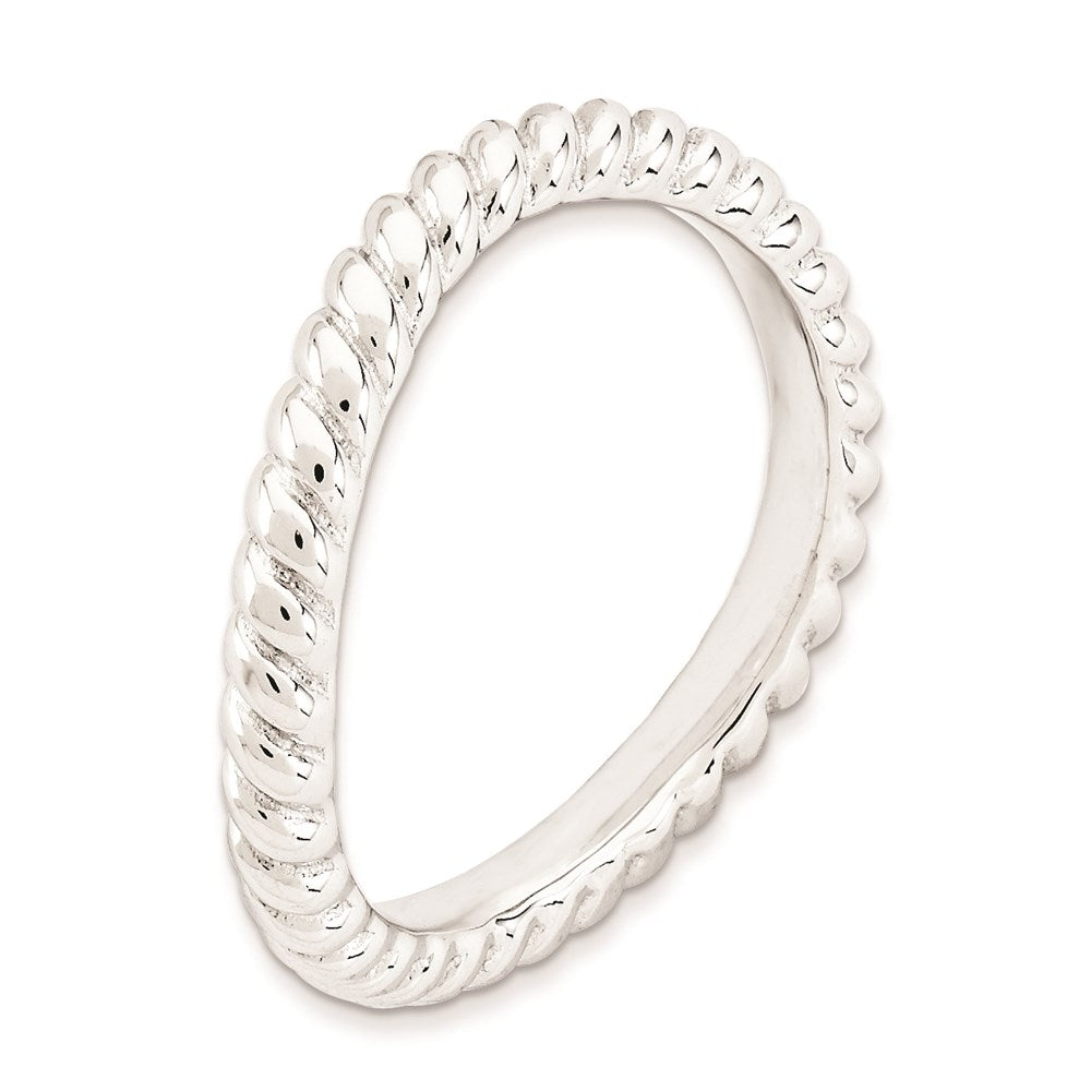 Sterling Silver Stackable Expressions Polished Rhodium Plate Wave Ring