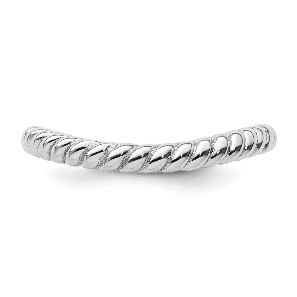 Sterling Silver Stackable Expressions Polished Rhodium Plate Wave Ring