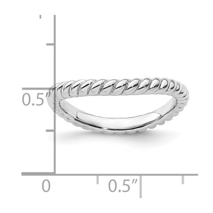 Sterling Silver Stackable Expressions Polished Rhodium Plate Wave Ring