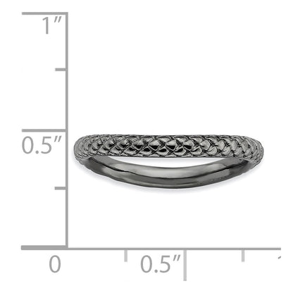 Sterling Silver Stackable Expressions Polished Black Plate Wave Ring