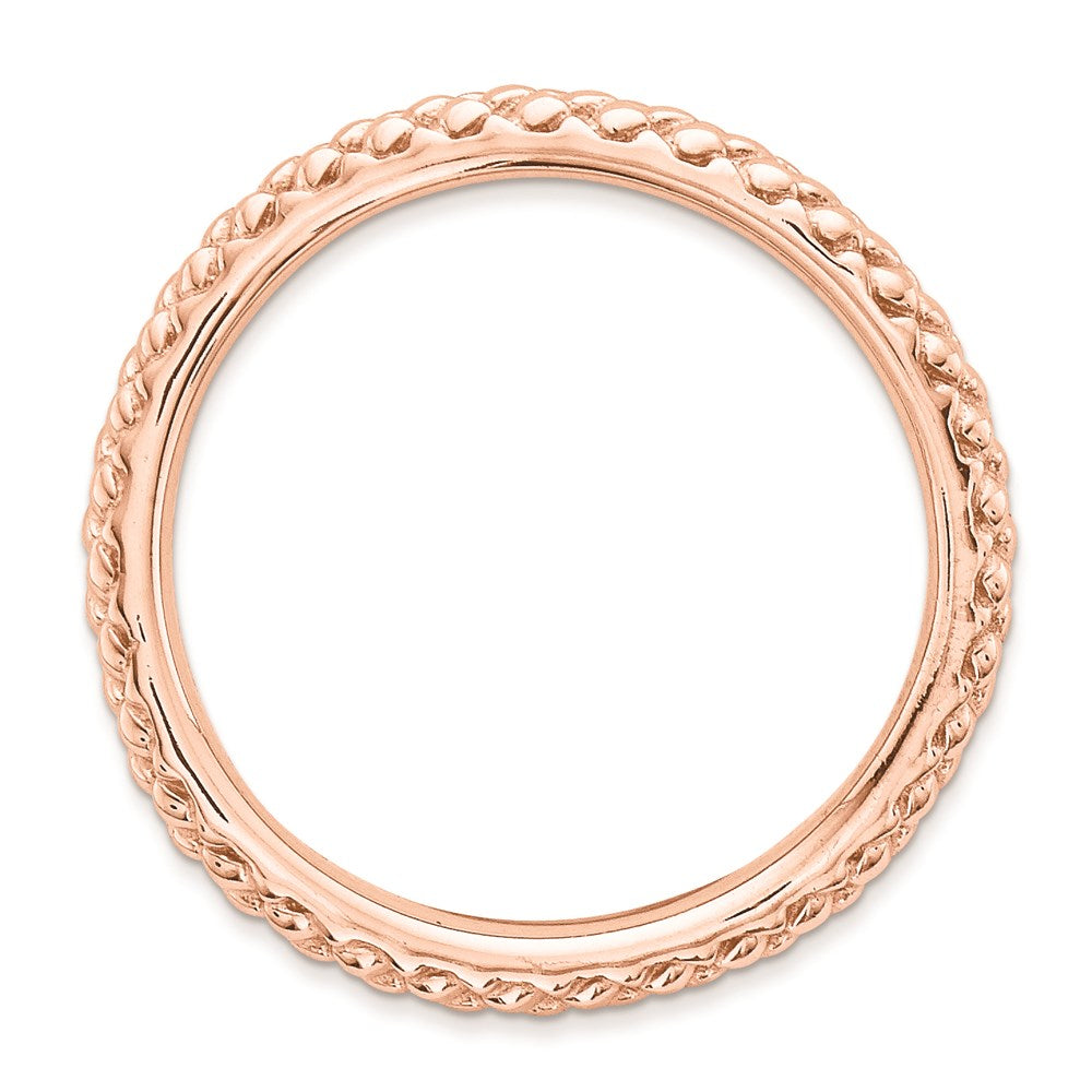 Sterling Silver Stackable Expressions Polished Pink Plate Wave Ring