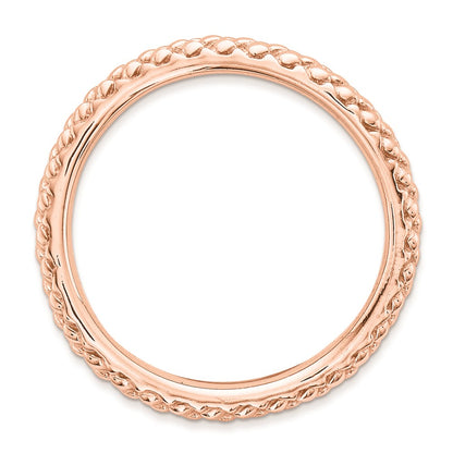 Sterling Silver Stackable Expressions Polished Pink Plate Wave Ring