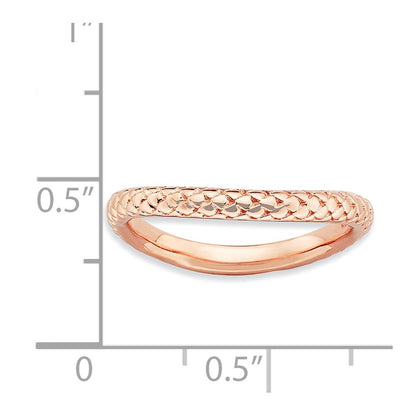 Sterling Silver Stackable Expressions Polished Pink Plate Wave Ring
